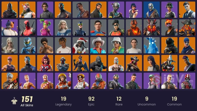 FA / 135 SKINS / BLACK KNIGHT / TRAVIS SCOTT / SPARKLE SPECIALIST / THE REAPER / BLUE SQUIRE / ROYALE KNIGHT / ELITE AGENT / STW