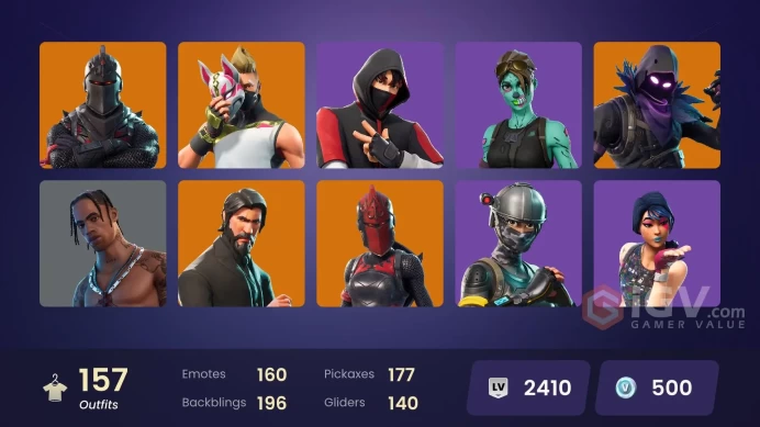 FA / 147 SKINS / BLACK KNIGHT / IKONIK / TRAVIS SCOTT / SPARKLE SPECIALIST / THE REAPER / BLUE SQUIRE / ROYALE KNIGHT / ELITE AGENT