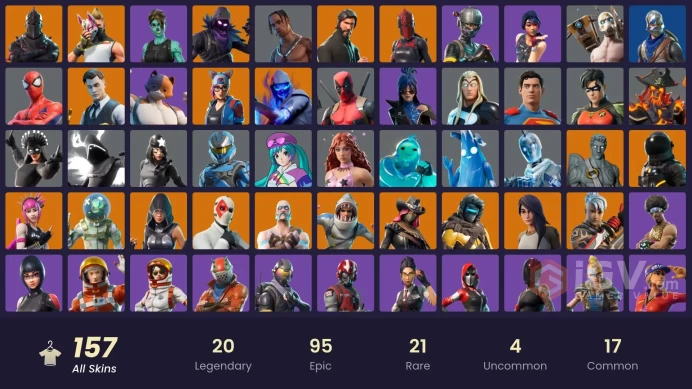 FA / 147 SKINS / BLACK KNIGHT / IKONIK / TRAVIS SCOTT / SPARKLE SPECIALIST / THE REAPER / BLUE SQUIRE / ROYALE KNIGHT / ELITE AGENT