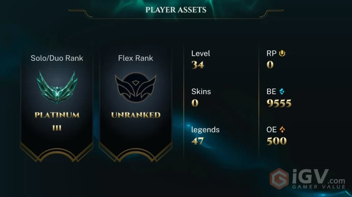 [EUW] Season 2026 - Platinum 3 - 5W -12L - +30/-10 LP Gain - 9555 Be - Honor 4 - Instant Delivery
