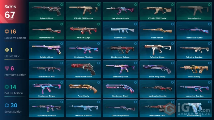 EU | 67 skins | Kuronami no Yaiba | Black.Market Butterfly Knife | Phaseguard Vandal | Kuronami Vandal | Byteshift Knife | R1400