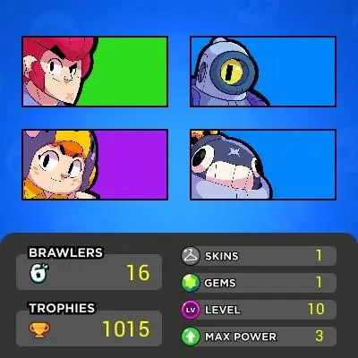 1015 Trophy |16 Brawlers 3 MAX Lvl (Shelly,Tick,Bo) | 1 Epic Skin (Royale Trunk) |CN YES|TakeMail|CheckSS|BRS858