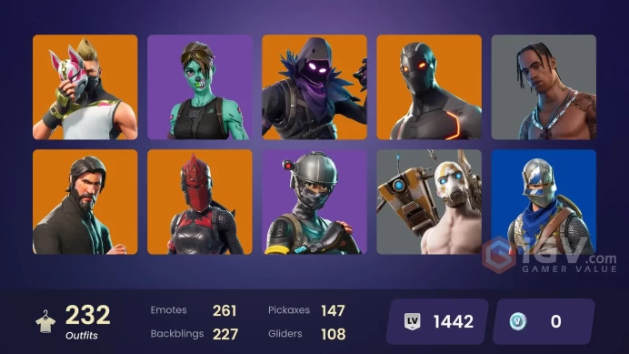 [PC/PSN/SWITCH] LIFETIME | 232 Skins | Travis Scott | The Reaper | Blue Squire | Stacked | Emotes