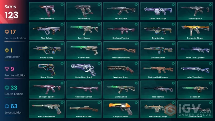 EU - LVL 135 - Unranked - 10 Knifes - 123 Skins (~51,650 VP) RGX 11z Pro Blade, Onimaru Kunitsuna, Ruination Phantom, Neo Frontier Sheriff, Prel