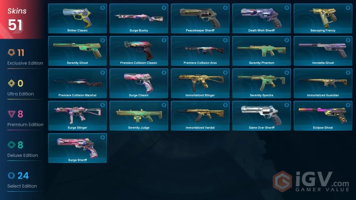 AP - LVL 145 - Unranked - 6 Knifes - 51 Skins (~42,175 VP) Araxys Operator, Singularity Phantom, Reaver Knife, Ruin Dagger, RGX 11z Pro Blade, R