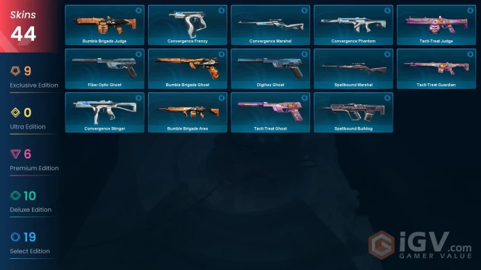 EU - LVL 171 - Unranked - 3 Knifes - 44 Skins (~29,750 VP) Prelude to Chaos Vandal, Kuronami no Yaiba, Champions 2024 Phantom, Solarex Relic, Ne
