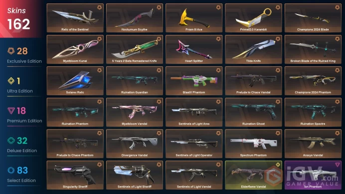 [EU] Valorant 162 Skins Full Access