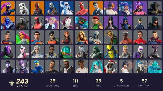 [PC] 243 skins | OG STW | Blue Squire | Royale Knight | Naruto Uzumaki | Arcane Vi | Rogue Agent | Deadeye | Frostbite | Hybrid | Rox | 50 VB