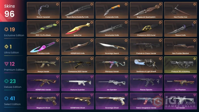 NA/USA 90250 VP Spent Champions 2023 Bundle Ignite Fan Prelude to Chaos Vandal Reaver Vandal Sovereign Ghost Sakura Classic Magepunk Ghost Neptu