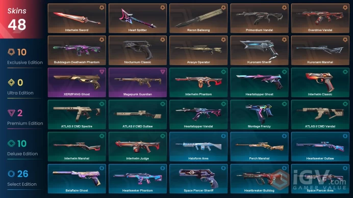 EU [ 48 TOP SKINS + 3 KNIFE ] Recon Balisong + Kuronami Sheriff + Bubblegum Deathwish Phantom + Overdrive Vandal / full acces