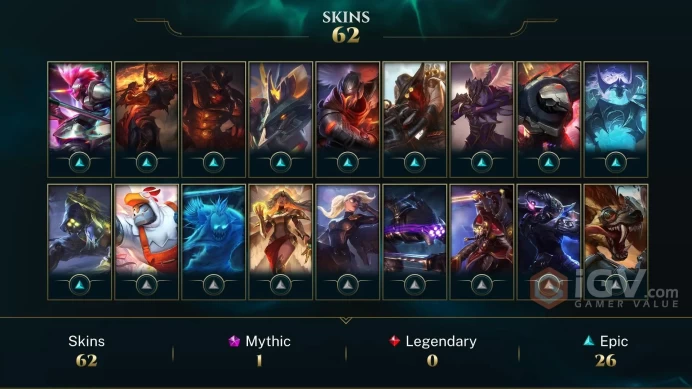 [NA]Level 118 64Champ/62Skin + 1Ultimate/1Mythic/26Epic Full Access High Quality Account Instant Delivery Ranked Ready