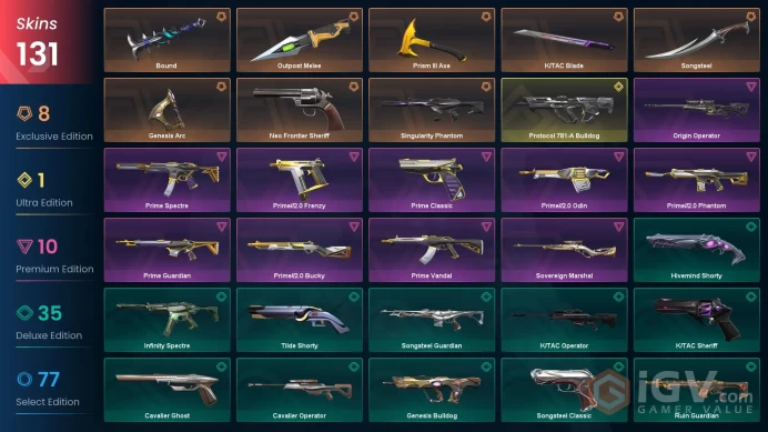 [LATAM] 131 Skins | 6 Knife | Full Acces | Songsteel / Outpost Melee / Prism III Axe / Singularity Phantom / Ruin Vandal |