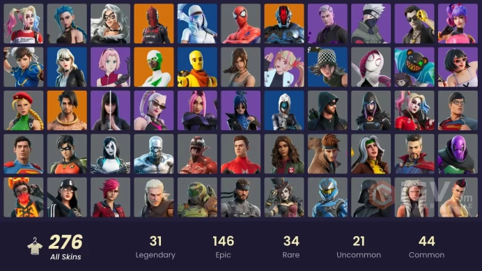 FA / 273 SKINS / ARCANE JINX / ARCANE VI / AURA ANALYZER / XANDER / FNCS RENEGADE / RAINBOW RACER / NARUTO UZUMAKI / OFF /