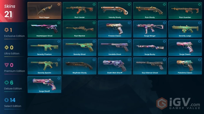 [LATAM] 21 Skins | 1 Knife| Full Acces | Ruin Dagger / Ruin Vandal / Serenity Phantom |