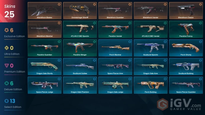 [Turkey] 25 Skins | 1 Knife | Full Acces | Blackthorn Blades / Blackthorn Vandal / Doombringer Sheriff / Paceline Vandal |