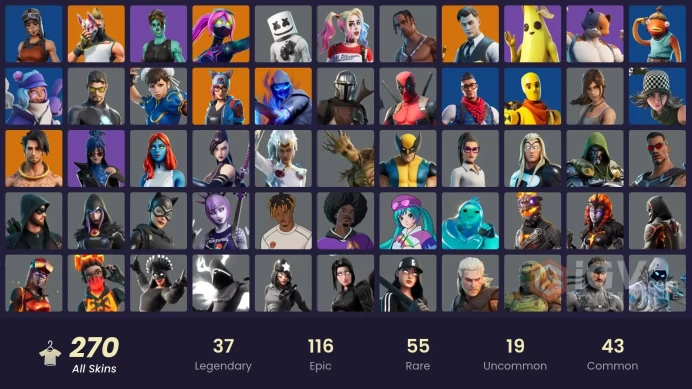FA / 270 SKINS / TRAVIS SCOTT / LEVIATHAN AXE / GOLD MIDAS / OG STW