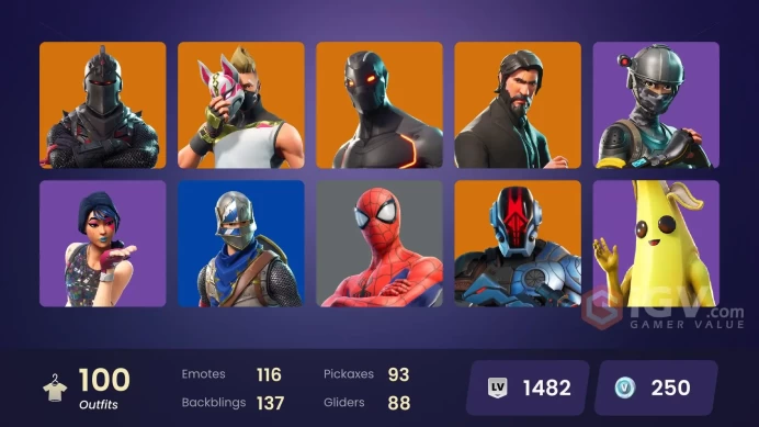 [PC] 100 skins | Black Knight | Sparkle Specialist | The Reaper | Blue Squire | Royale Knight | Elite Agent | Rogue Agent | 250 VB