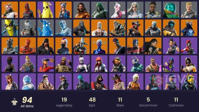 [PC/PSN] 94 skins | IKONIK | Juke | Eternal Knight | Optimus Prime | Hybrid | Era | Blackheart | Zenith | A.I.M. | The Ice King | 100 VB