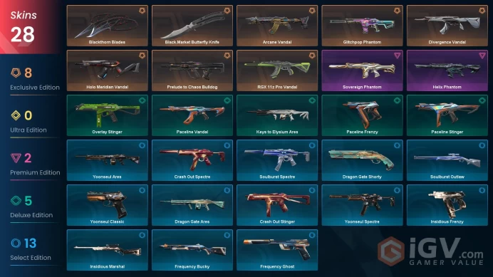 EU [ 28 TOP SKINS + 2 KNIFE ] Blackthorn Blades + Black.Market Butterfly Knife + Prelude to Chaos Bulldog + Holo Meridian Vandal / full acces