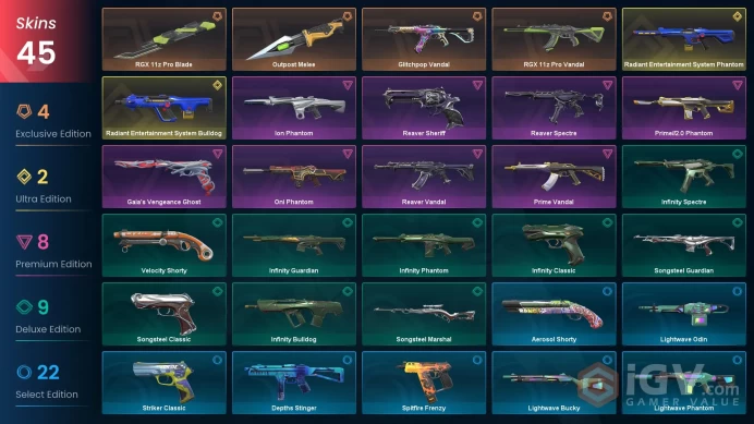 EU [ 45 TOP SKINS + 2 KNIFE ] RGX 11z Pro Blade + Radiant Phantom + Radiant Bulldog + RGX 11z Pro Vandal + Oni Phantom / full acces
