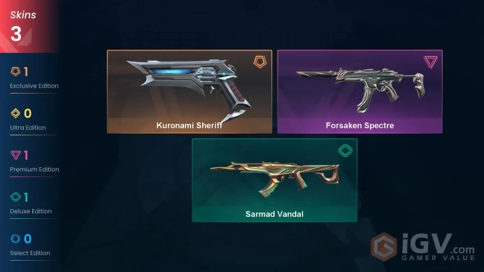 EU 3 skins | Kuronami Sheriff | Forsaken Spectre | Sarmad Vandal | V0296