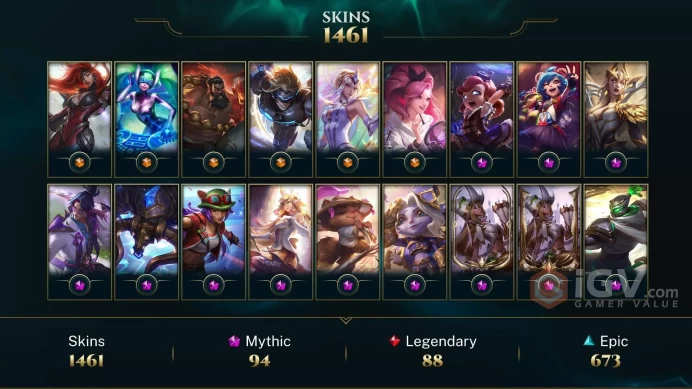NA EMAIL CHANGEABLE 1461 SKINS 69 PRESTIGE 10X VICTORIOUS HONOR 5 237 LITTLE LEGENDS 4X MYTHIC 266KBE