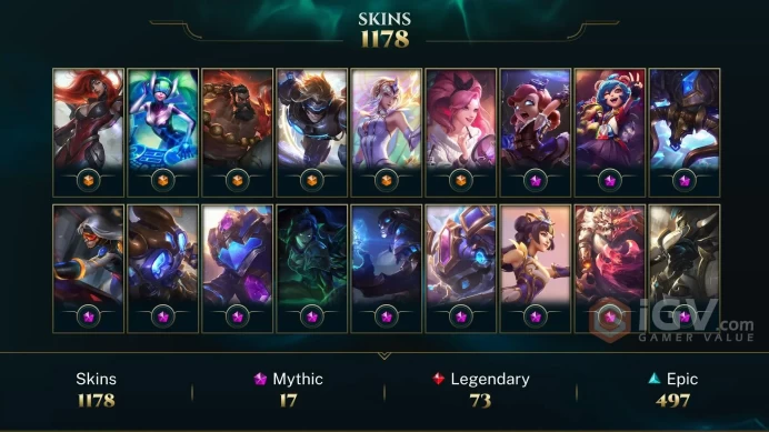 NA EMAIL CHANGEABLE 1178 SKINS 6 ULTIMATE 17 MYTHIC 6 PRESTIGE Holiday Nashor Icon LAST PLAY 2022