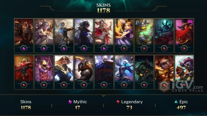 NA EMAIL CHANGEABLE 1178 SKINS 6 ULTIMATE 17 MYTHIC 6 PRESTIGE Holiday Nashor Icon LAST PLAY 2022