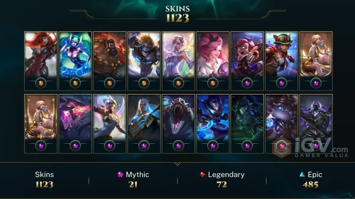 NA EMAIL CHANGEABLE ALL CHAMPS 1123 SKINS 21 mythic 6 ultimate 155 MYTHIC ESSENCE