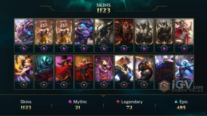 NA EMAIL CHANGEABLE ALL CHAMPS 1123 SKINS 21 mythic 6 ultimate 155 MYTHIC ESSENCE