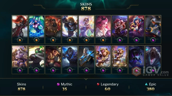 VN (Transferable) Email changeable 41KOE 165 champs 878 skins 35 MYTHIC 21 PRESTIGE6 ULTIMATE 291 little legends Chibi Jinx Last Play 2023