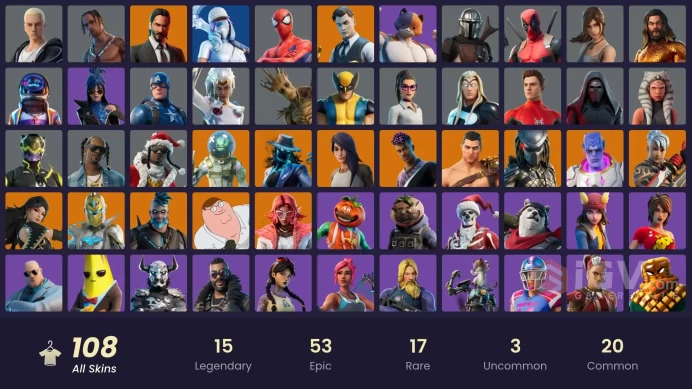 [PC/PSN/XBOX/Nintendo]  108 skins F/A :  Travis Scott | Astro Jack | Gold Brutus | Gold Midas | Ronin | Fade | Deadeye | Spectra Knight | Gear S