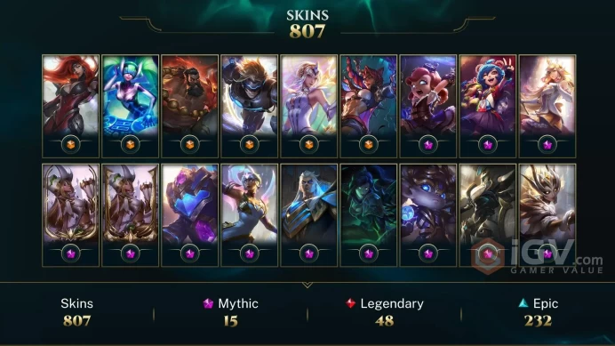NA EMAIL CHANGEABLE ALL CHAMPS EX1 807 SKINS LAST PLAY 2024