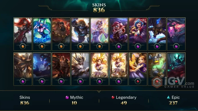 NA EMAIL CHANGEABLEALL CHAMPS 86KBE 836 SKINS 625 LITTLE LEGENDS 8X MYTHIC 70 MAP