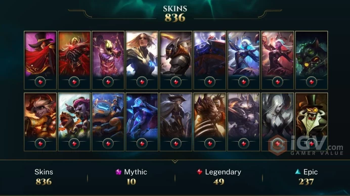 NA EMAIL CHANGEABLEALL CHAMPS 86KBE 836 SKINS 625 LITTLE LEGENDS 8X MYTHIC 70 MAP