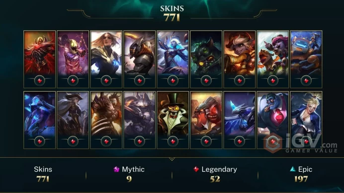 NA EMAIL CHANGEABLE 155 CHAMPS 771 SKINS 149 CHROMA LAST PLAY 2022