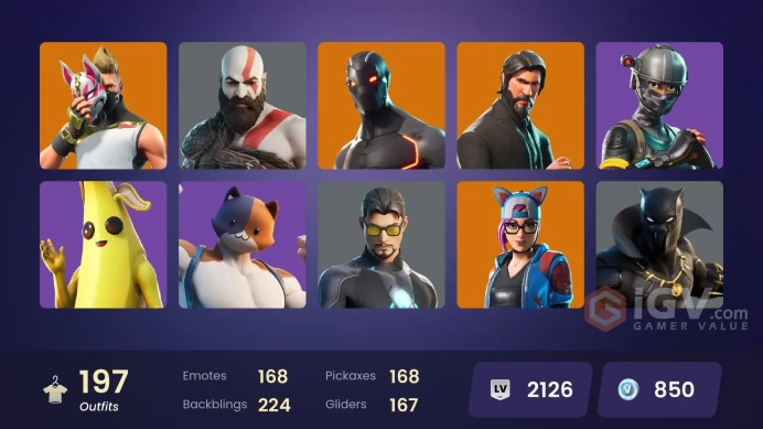 [PC/XBOX] 198 skins | The Reaper | Neo Versa | Elite Agent | Blue Team Leader | Gold Kratos | Leviathan Axe | Y390