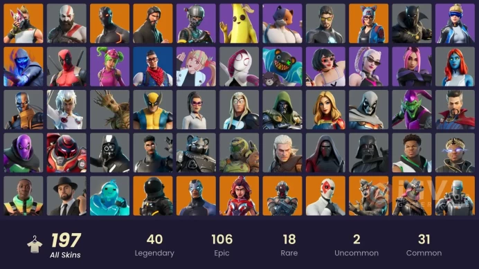 [PC/XBOX] 198 skins | The Reaper | Neo Versa | Elite Agent | Blue Team Leader | Gold Kratos | Leviathan Axe | Y390
