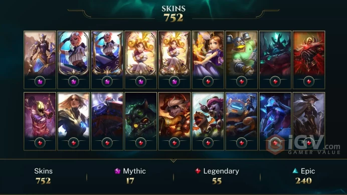 EUW EMAIL CHANGEABLE 162 CHAMPS 752 SKINS 12 prestige 143 CHROMAS 80 ME 42kOE