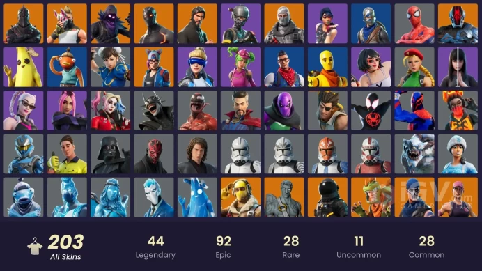 202 skins/full access/black knight/omega stage 5/the reaper/neo versa/take the l/tidy/floss/mako/battle bus banner/deluxe stw