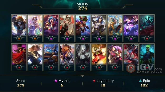 [D146] NA/EUW/OCE/JP/ 172 heroes / 275skins /  Instant Delivery/ Can change bound email and password/Can be transferred to any server