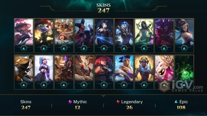 [D148] NA/EUW/OCE/JP/ 134 heroes / 247skins /  Instant Delivery/ Can change bound email and password/Can be transferred to any server