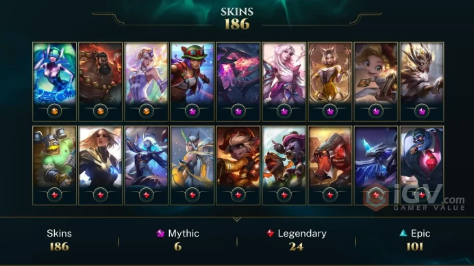 NA EMAIL CHANGEABLE 121 CHAMPS 188 SKINS PRESTIGE: ZOE ZYRA AHRI LUX 70 CHROMA VICTORIOUS FIORA YI 