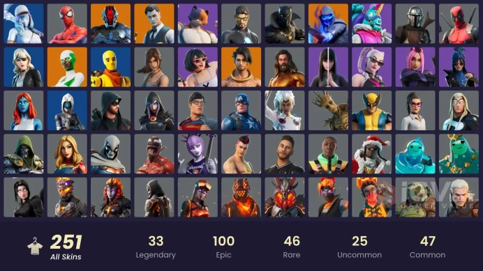 (PC PSN XBOX) 251 skins | LEVIATHAN AXE / LARA CROFT / Gold Midas | Gold Meowscles | Gold TNTina | Gold Brutus | Snake Eyes | Cloud Striker | Cu