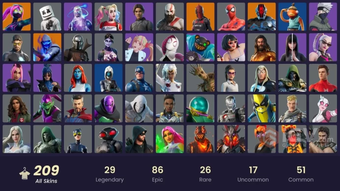 [PC/PSN/XBOX/NIN] 209 skins | Galaxy | Gold Kratos | Vivi Chroma | Naruto Uzumaki | Championship Aura | Andre | Xander | Renee | Twyn | Fade | 