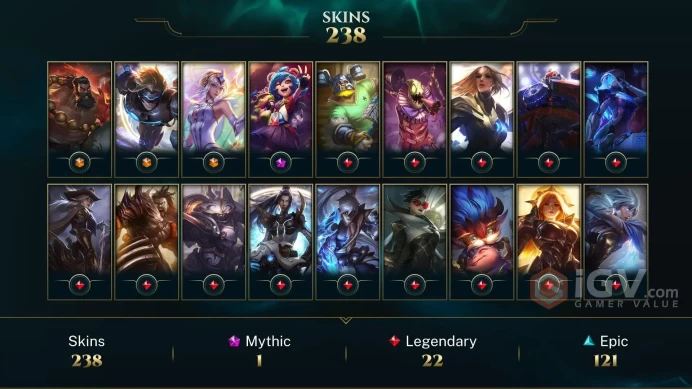 [D147] NA/EUW/OCE/JP/ 172 heroes / 238skins /  Instant Delivery/ Can change bound email and password/Can be transferred to any server