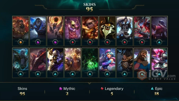 NA EMAIL CHANGEABLE 118 CHAMPS 95 SKINS Hextech Kassadin Prestige Dark Star Malphite HOLIDAY NASHOR RARE ICONS