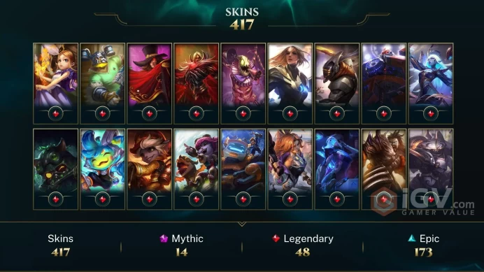 EUW / SILVER 4  172 Champ - 417 Perfect Skins(4 Ultimate, 14 Mythic, 48 Legendary, 173 Epic) - 68K BE - S1 ACC - FULL ACCES -CHEAP