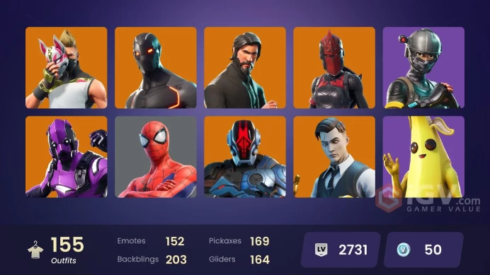 FA / 152 SKINS / DARK VERTEX / THE REAPER / ELITE AGENT / GOLD MIDAS / OMEGA (STAGE 5) / GOLD BRUTUS /