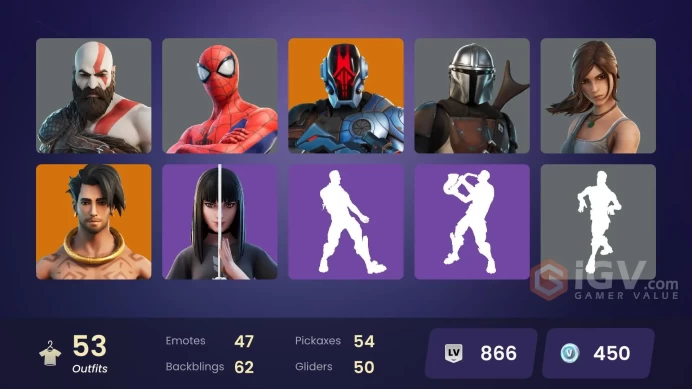 (PC PSN XBOX) 53 skins | LEVIATHAN AXE / Kratos | Raz | Ronin | Menace | Predator | The Cube Queen | The Foundation | Joey | Spire Assassin | To